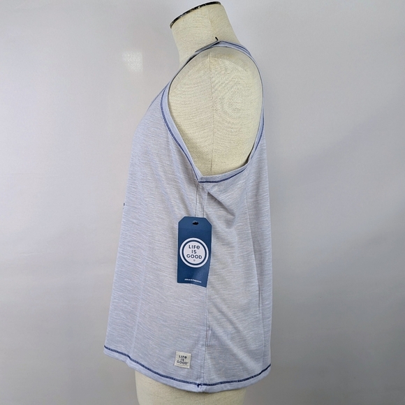 Life Is Good Dog Daisy Print Tank Top Sleep Lounge Grey Navy L NWT - Picture 8 of 9
